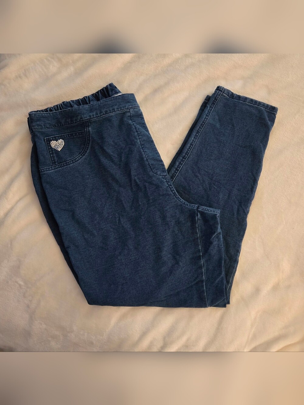 Dream Jeannes Women’s Dark Blue Stretch Jeans with Heart Accent